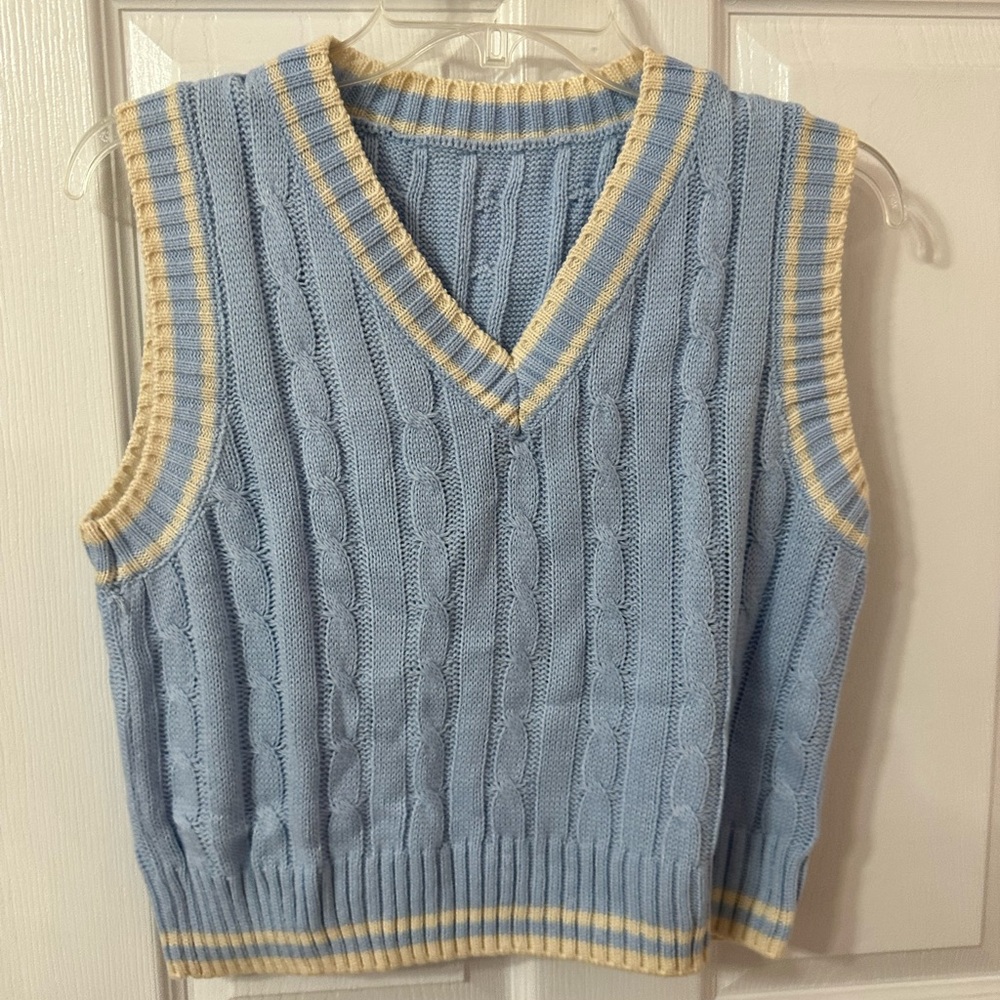 Blue and Cream academic sweater vest